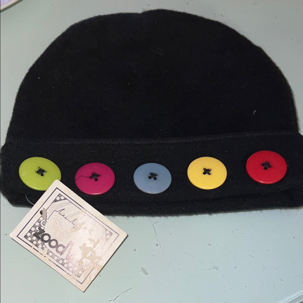 Zoodles Colorful Button Kids Beanie